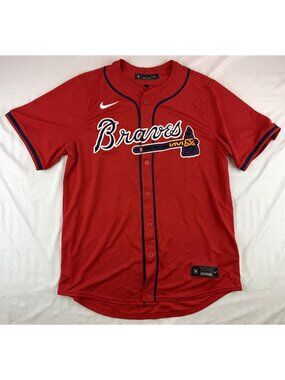 Authentic Nike Austin Riley Atlanta Braves Jersey Red Alternate Size L #27